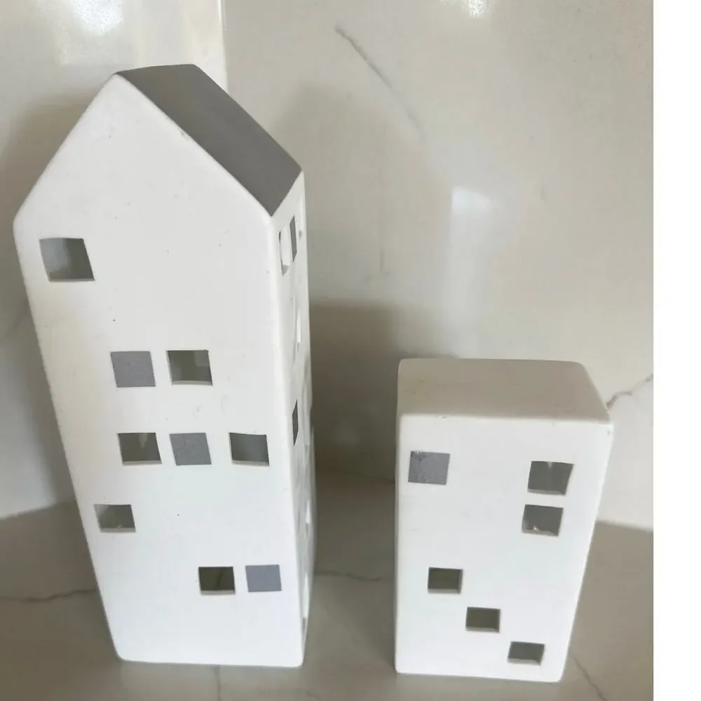 Unique Ceramic Tea Lighthouses Set of 2, Inspired by Kahler Urbania